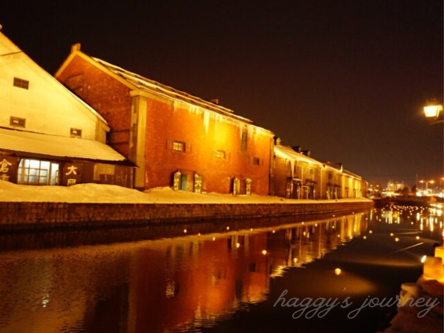 小樽運河,冬の夜