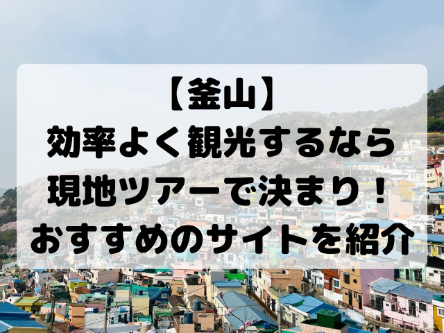 【釜山】 効率よく観光するなら 現地ツアーで決まり！ おすすめのサイトを紹介