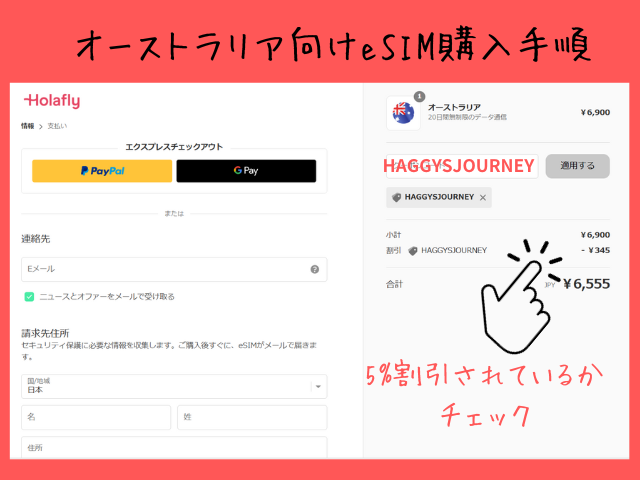 Holafly、購入手順③
