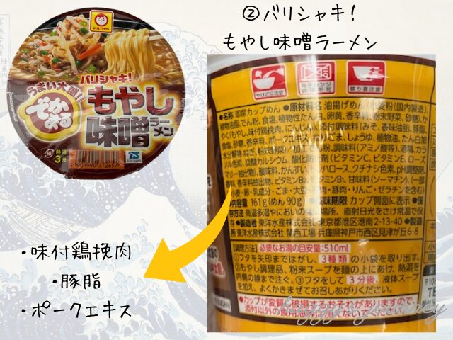 もやし味噌ラーメン、原材料