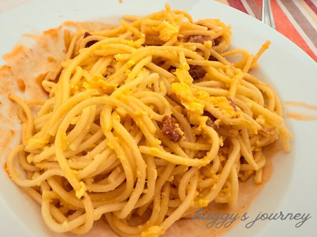 ホンタナスでイレネが作ってくれたパスタ