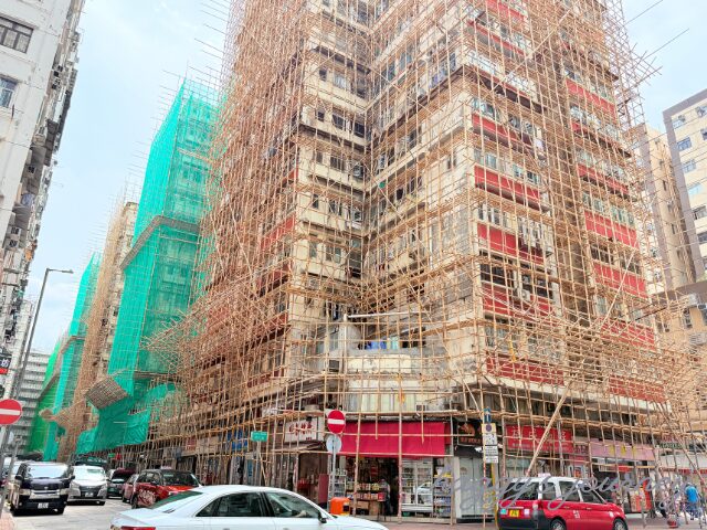 香港、竹の足場