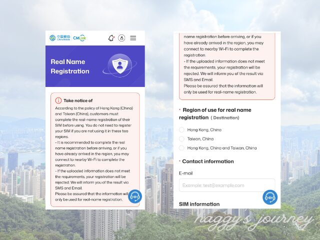 eSIM、実名登録サイトの画面